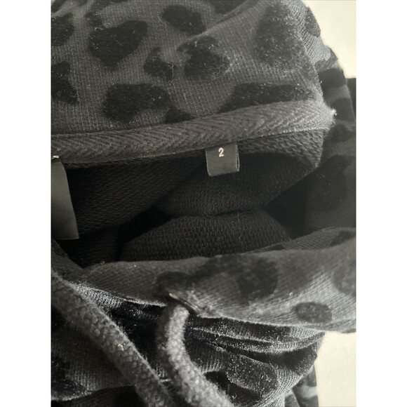 The Kooples Hoodie Sweatshirt Women’s L Velvet Leopard Print Pullover Raw Hem - Picture 7 of 9